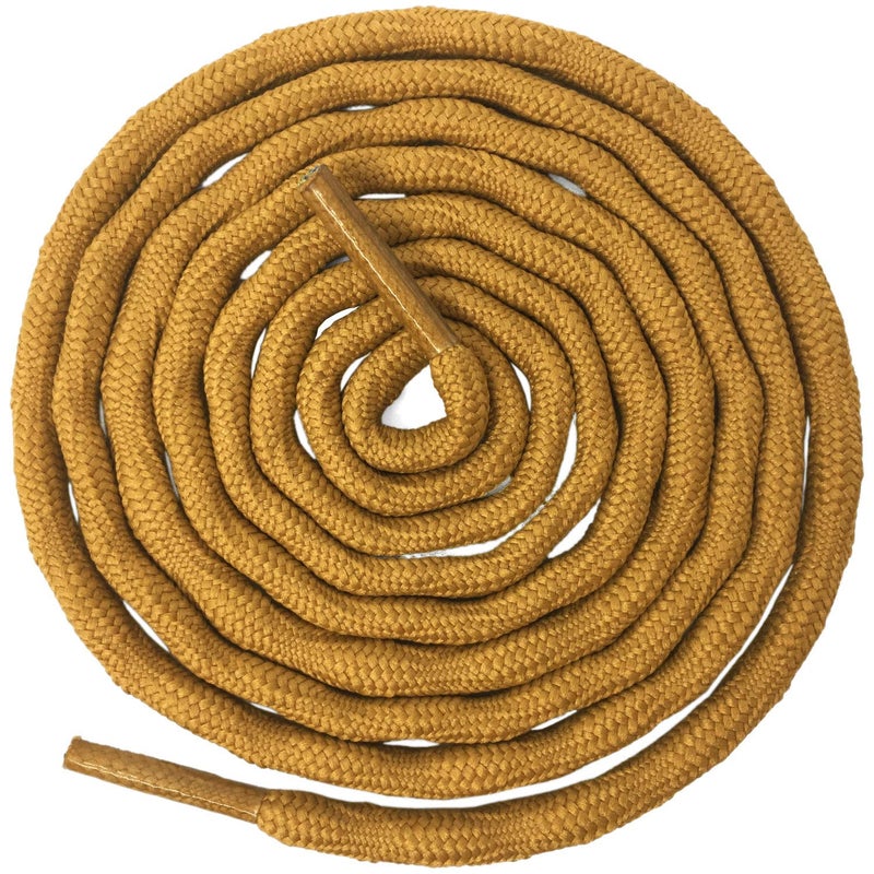 DELELE 2 Pair Round Wave Shape Non Slip Heavy Duty and Durable Outdoor Climbing Shoelaces Naturals Yellow Hiking Shoe Laces Shoestrings-87 inch - Image 1